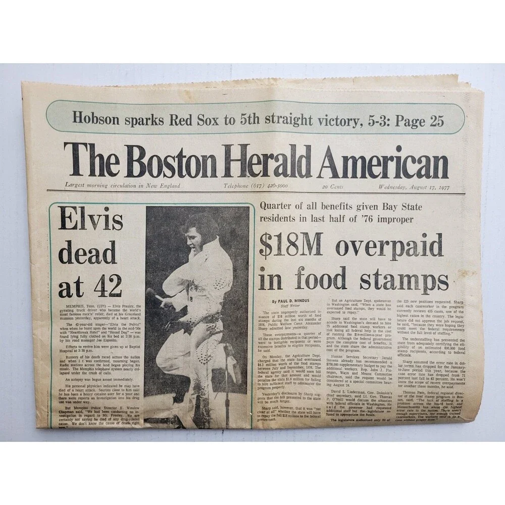 1977 Aug 17: Boston Herald American - ELVIS PRESLEY 